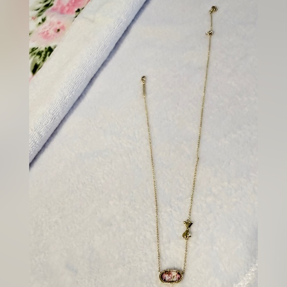 Kendra Scott x Love Shack Fancy Elisa Pink Bloom Floral Bow Necklace - Picture 7 of 10